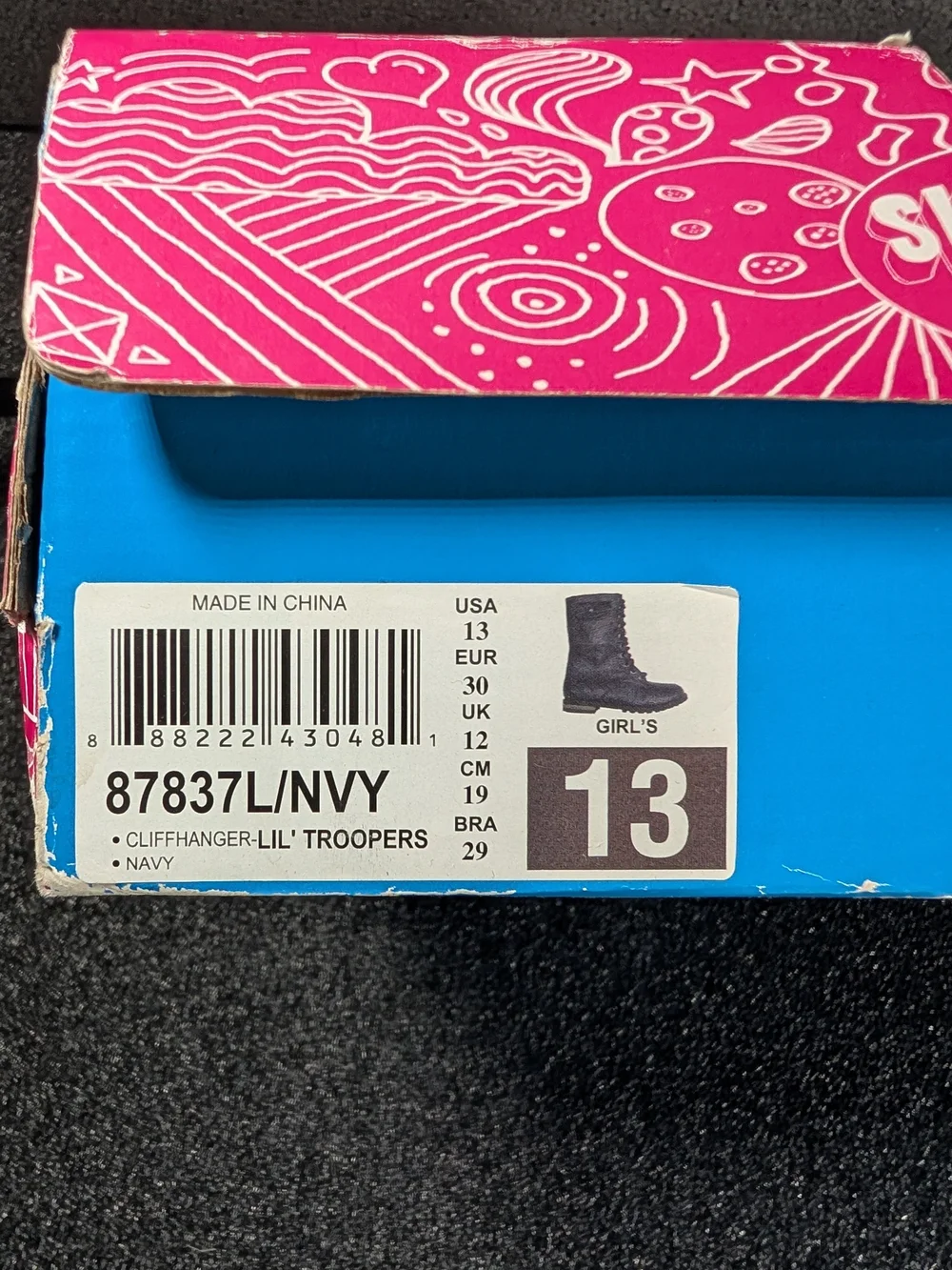 Skechers Girls Navy Lace-Up Combat Boots